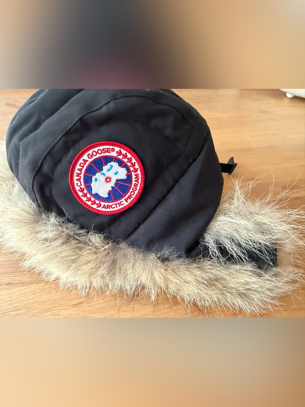 Canada Goose Aviator Trapper Hat Black Coyote Fur L/XL Arctic Program